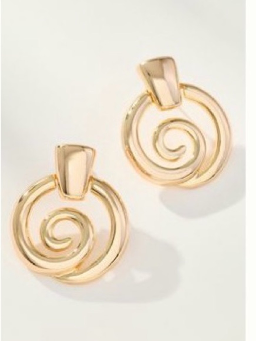 Anthropologie Gold Spiral Hoop Drop Earrings - Women's Jewelry